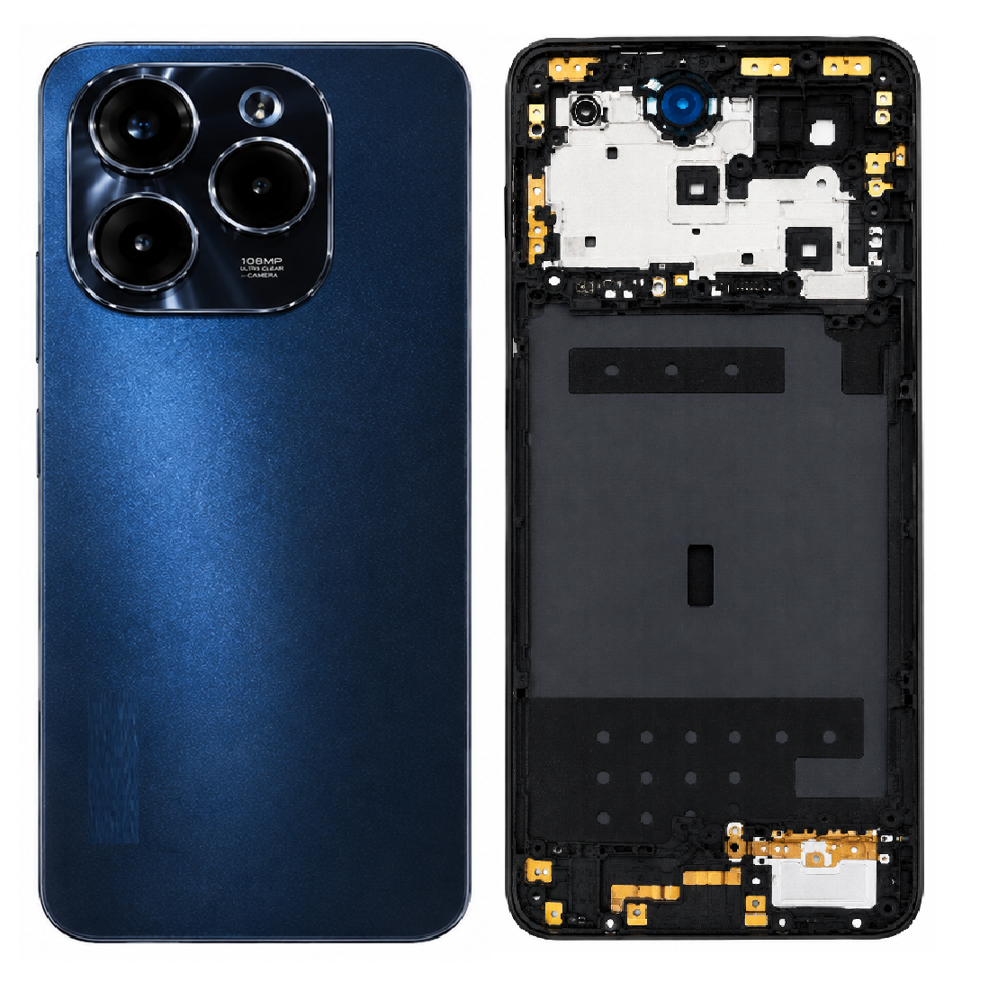 Compatible replacement Infinix Note 40X 5G Full Body Housing Replacement Back Frame Middle Chassis with Side Keys – Black, Blue & Gold